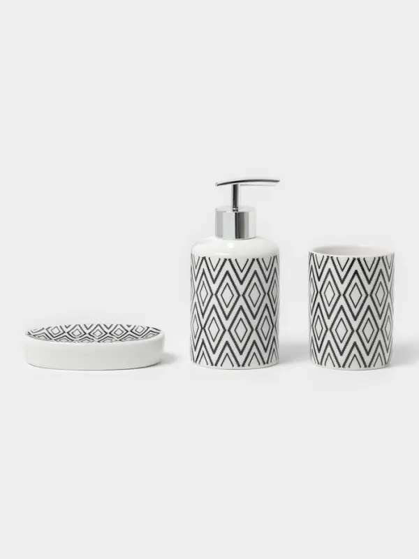 Набор аксессуаров для ванной комнаты Доляна &laquo;Марокко&raquo;, 3 предмета, мыльница, дозатор для мыла, стакан, белый