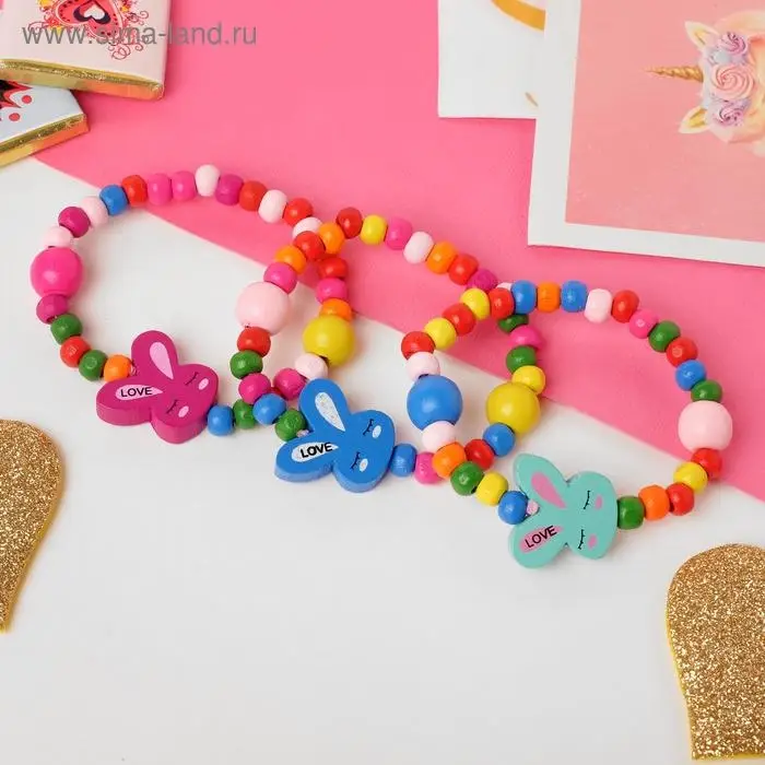 Браслет детский «Выбражулька» зайчик сонный на радуге, цвет МИКС Браслет детский «Выбражулька» зайчик сонный на радуге, цвет МИКС