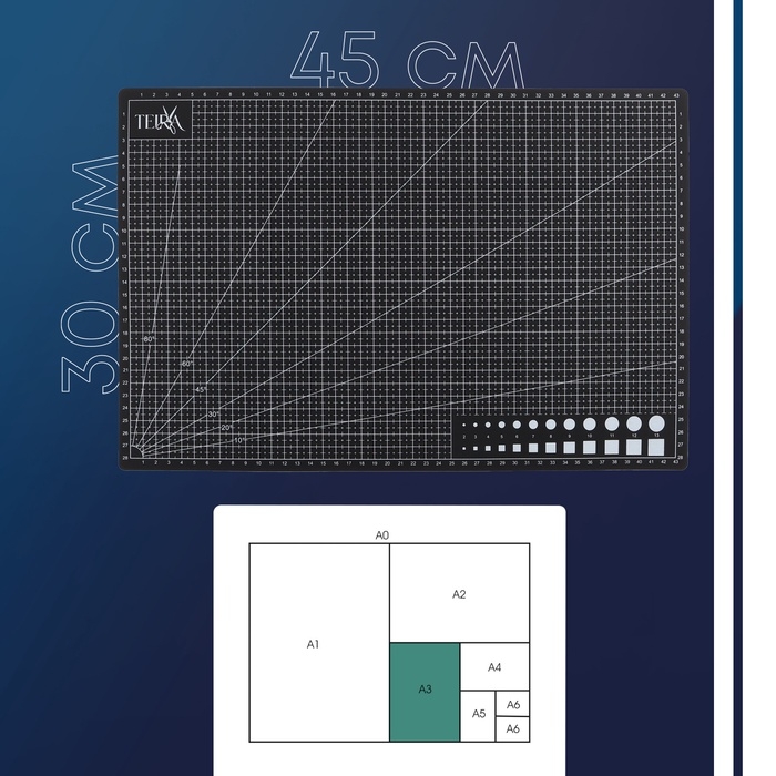Мат для резки, пятислойный, 30 × 45 см, А3, цвет чёрный Мат для резки, пятислойный, 30 × 45 см, А3, цвет чёрный