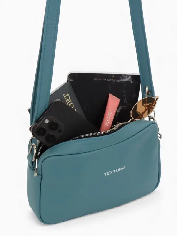 Сумка женская кросс-боди TEXTURA на молнии, 25&times;6&times;14 см, голубая