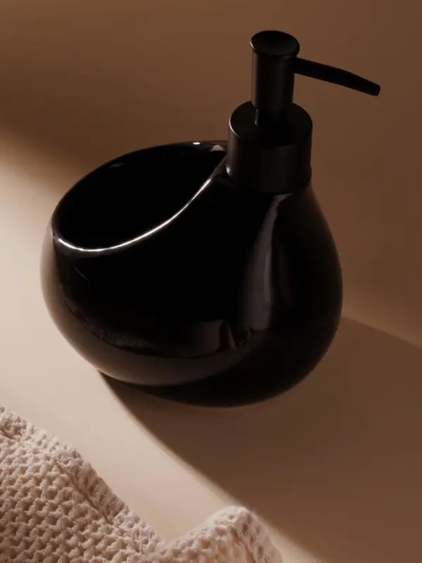 Дозатор для мыла SL Home Drop, с подставкой для губки, 450 мл, чёрный