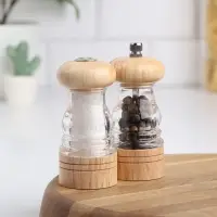 Набор мельниц для соли и перца Доляна, 2 предмета: 10.5&times;5 см, 11.5&times;5 см, прозрачный