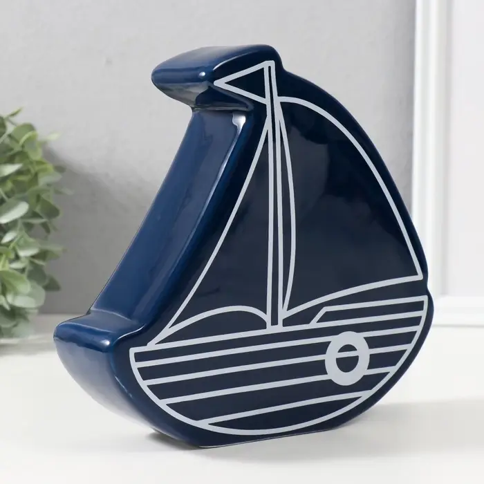 Копилка для денег &laquo;Парусник&raquo;, керамика, синий, 20&times;5.2&times;19.5 см