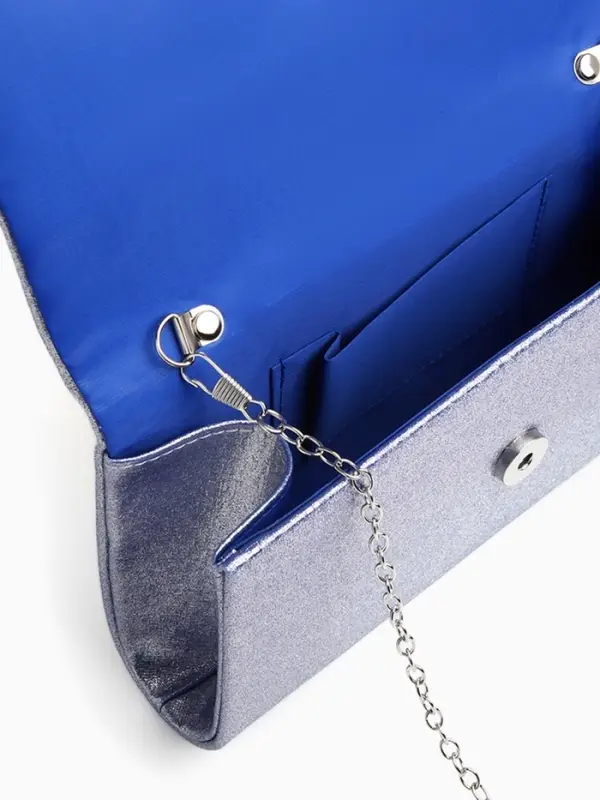 Сумка-клатч женская вечерняя на магните, на цепочке, мерцающая, синяя