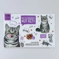 Коврик под миску &laquo;Кот не работает, кот ест!&raquo; 43&times;28 см