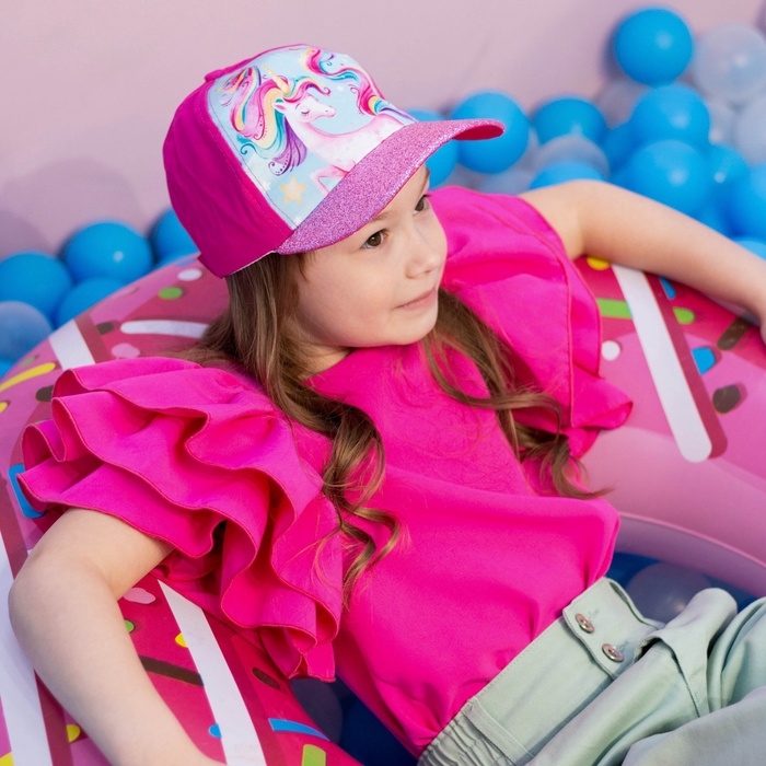 Кепка детская для девочки «Радужный единорог», р-р. 52-54, 5-7 лет