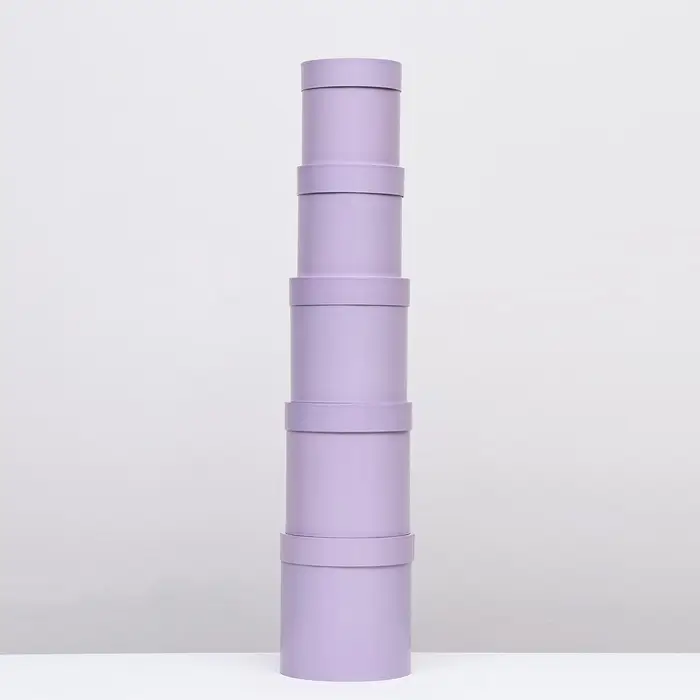 Набор круглых подарочных коробок 5 в 1 &laquo;Сирень перламутровая&raquo;, 20&times;20 ‒15&times;15 см