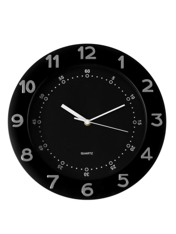 Часы настенные интерьерные, плавный ход, d-32 см, внутренний d-23.7 см, черный Часы настенные интерьерные, плавный ход, d-32 см, внутренний d-23.7 см, черный