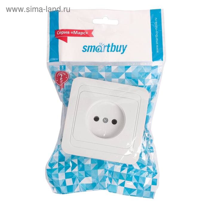 Розетка Smartbuy  Розетка Smartbuy "Марс", одноместная, 10 А, без заземления, белая