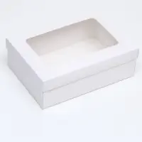 Коробка подарочная складная, упаковка, крышка - дно, с окном, белая, 24&times;17&times;8 см