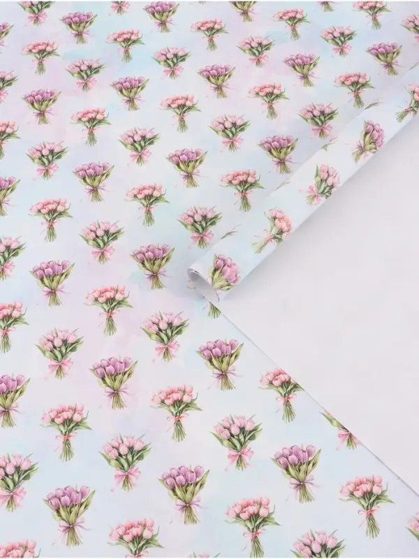 Бумага упаковочная глянцевая &laquo;Букетик цветов&raquo;, 70&times;100 см