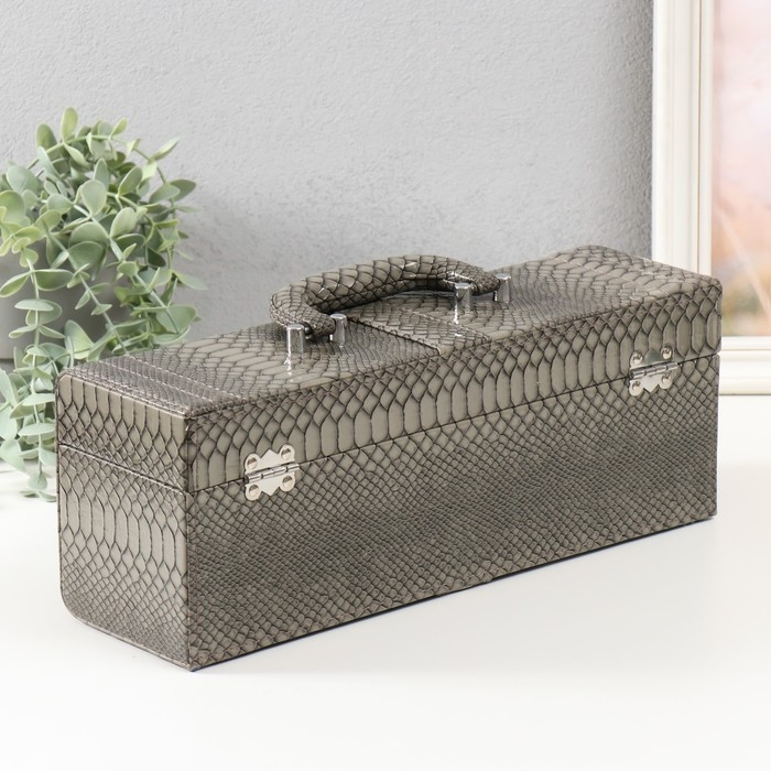 Шкатулка дерево, кожзам под бутылку Шкатулка дерево, кожзам под бутылку "Серая змея" 5 предметов 35,5х15х11,5 см