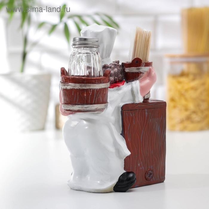 Набор для специй на подставке «Повар», 3 предмета: солонка 50 мл, перечница 50 мл, подставка, форма МИКС Набор для специй на подставке «Повар», 3 предмета: солонка 50 мл, перечница 50 мл, подставка, форма МИКС