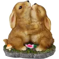 Садовая фигура из полистоуна &laquo;Зайцы на пеньке&raquo; 20&times;15&times;20 см