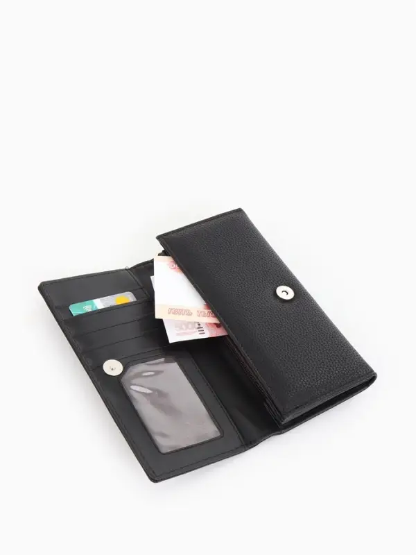 Кошелек жен 06-01-01 Июнь2522, 19*3*10 см, 3 отд+отд/молн, д/карт, д/монет, на магните черн 109097 Кошелек жен 06-01-01 Июнь2522, 19*3*10 см, 3 отд+отд/молн, д/карт, д/монет, на магните черн 109097