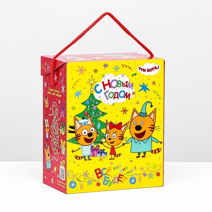 Новый год. Коробка подарочная складная Новый год. Коробка подарочная складная "Три кота" 19,8 х 12 х 24,3 см.