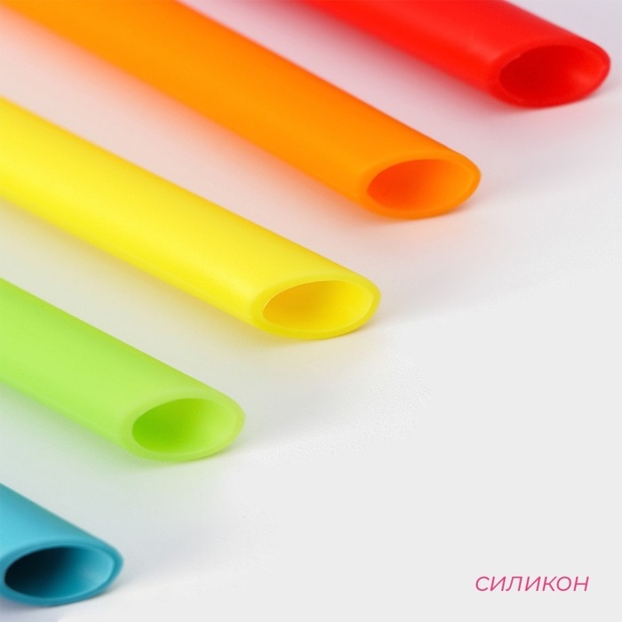 Трубочки силиконовые для напитков Доляна, 6 трубочек (1×21,5 см), ёршик Трубочки силиконовые для напитков Доляна, 6 трубочек (1×21,5 см), ёршик