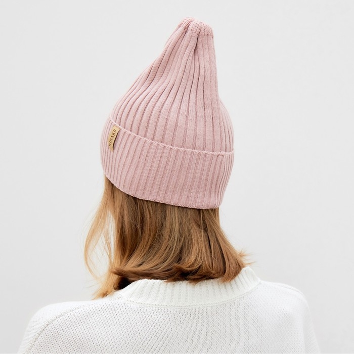 Шапка женская MINAKU "Трюфель" цвет пудра, размер 56-58