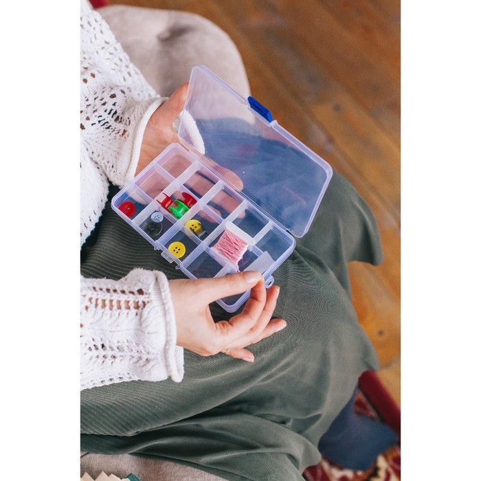 Органайзер для декора, со съёмными ячейками, с подвесом, 15 отделений, 17,5 × 10 × 2 см, цвет прозрачный Органайзер для декора, со съёмными ячейками, с подвесом, 15 отделений, 17,5 × 10 × 2 см, цвет прозрачный