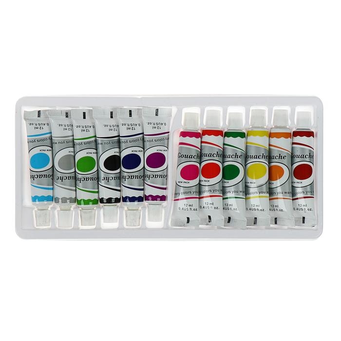 Краски гуашь, 12 цветов, в пластиковой тубе, 12 мл, в картонной коробке Краски гуашь, 12 цветов, в пластиковой тубе, 12 мл, в картонной коробке