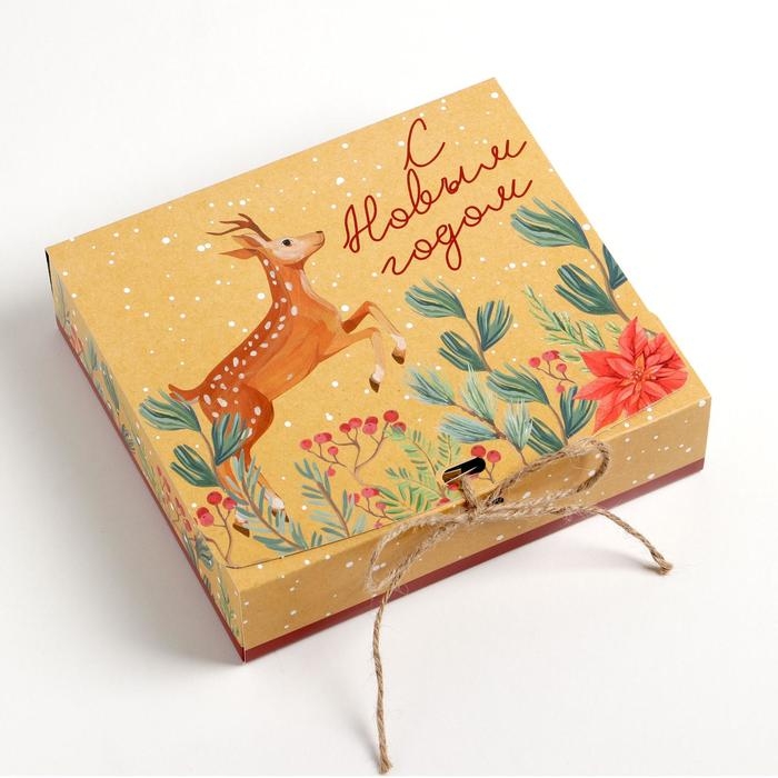 Коробка подарочная новогодняя складная двухсторонняя «Новогодняя ботаника», 20 х 18 х 5 см, БЕЗ ЛЕНТЫ, Новый год Коробка подарочная новогодняя складная двухсторонняя «Новогодняя ботаника», 20 х 18 х 5 см, БЕЗ ЛЕНТЫ, Новый год