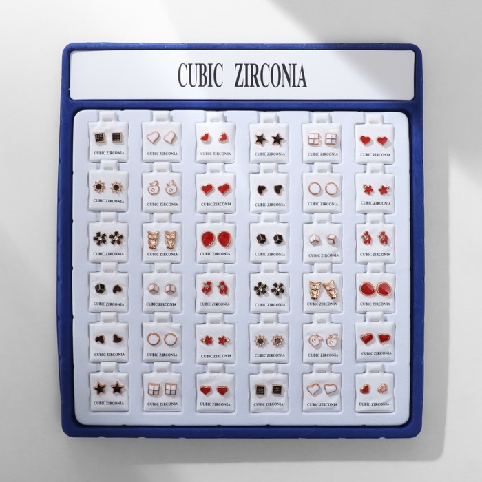 Пусеты в коробке 36 пар «Адель», цвет МИКС в золоте Пусеты в коробке 36 пар «Адель», цвет МИКС в золоте