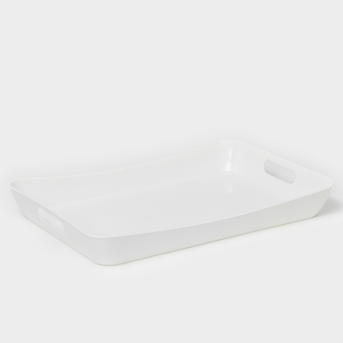 Поднос с ручками «Рондо», 42,2×28,2×5,2 см, цвет белый Поднос с ручками «Рондо», 42,2×28,2×5,2 см, цвет белый