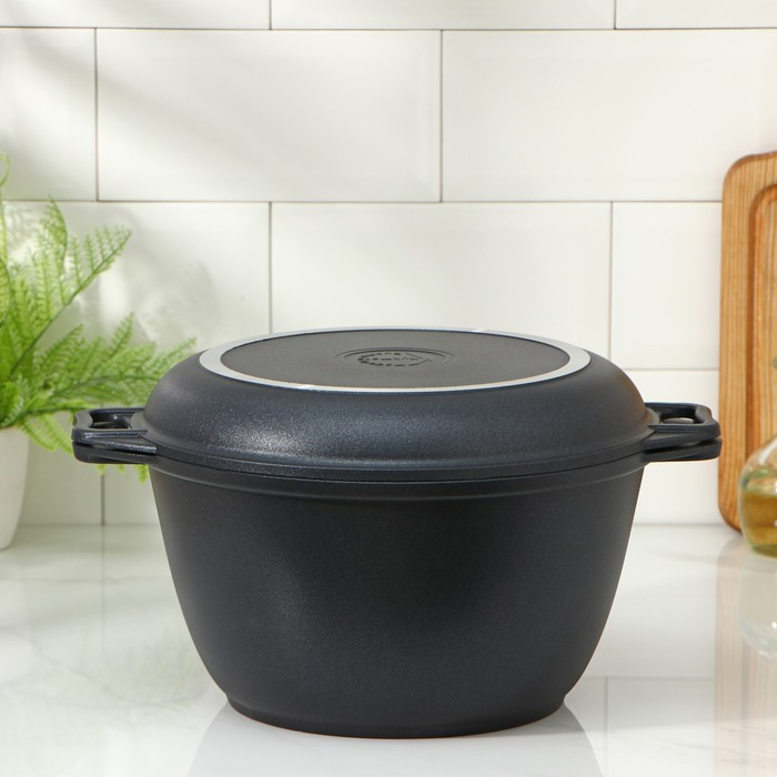Казан «Традиция», 4 л, крышка-сковорода, литые ручки, антипригарное покрытие, цвет чёрный Казан «Традиция», 4 л, крышка-сковорода, литые ручки, антипригарное покрытие, цвет чёрный