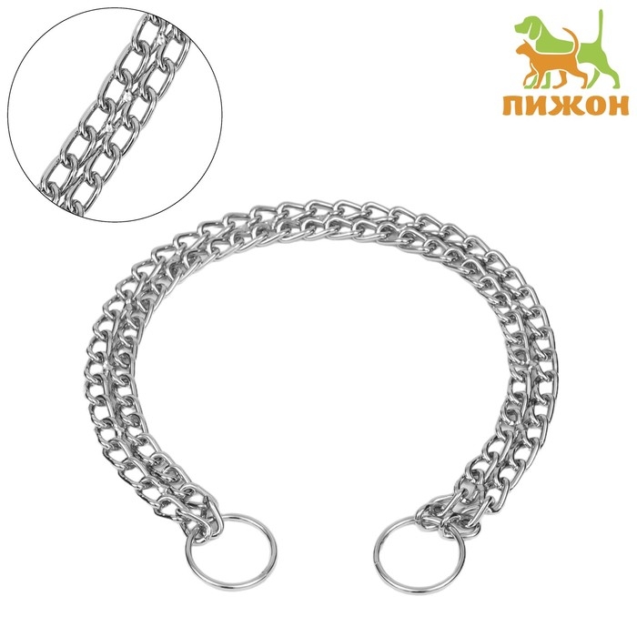 Ошейник - удавка металлический двухрядный, 65 см, толщина проволоки 3 мм Ошейник - удавка металлический двухрядный, 65 см, толщина проволоки 3 мм