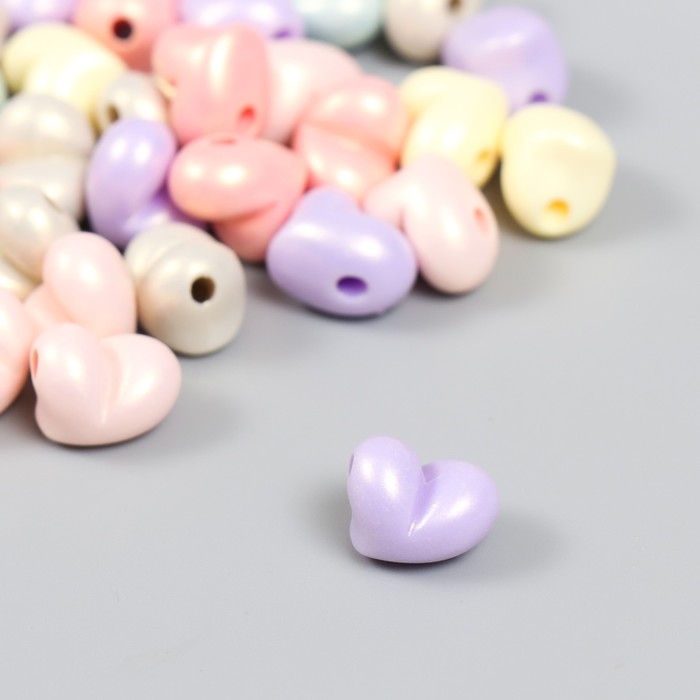 Бусины для творчества пластик Бусины для творчества пластик "Сердце. Перламутровый блеск" набор 20 гр 1,1х0,9х0,9 см