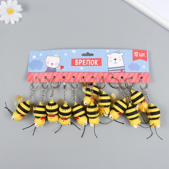 Фонарик кричалка на кольце  Фонарик кричалка на кольце "Пчела" 2,4х2,4х5 см