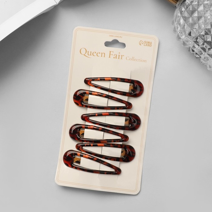 Невидимка для волос  Невидимка для волос "Ажурная" (набор 6 шт) 5 см, леопардовый