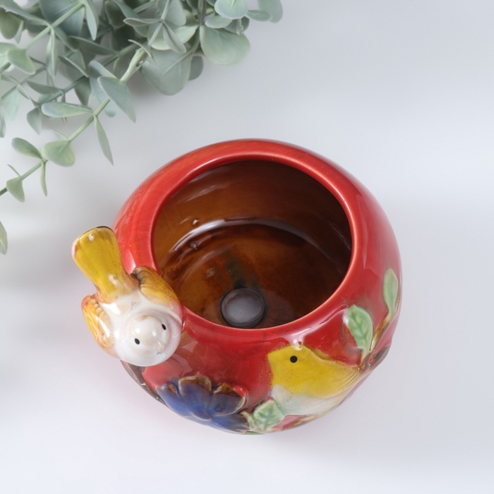 Сувенир керамика подставка Сувенир керамика подставка "Серая птичка на чаше" МИКС 11х11,5х8,5 см