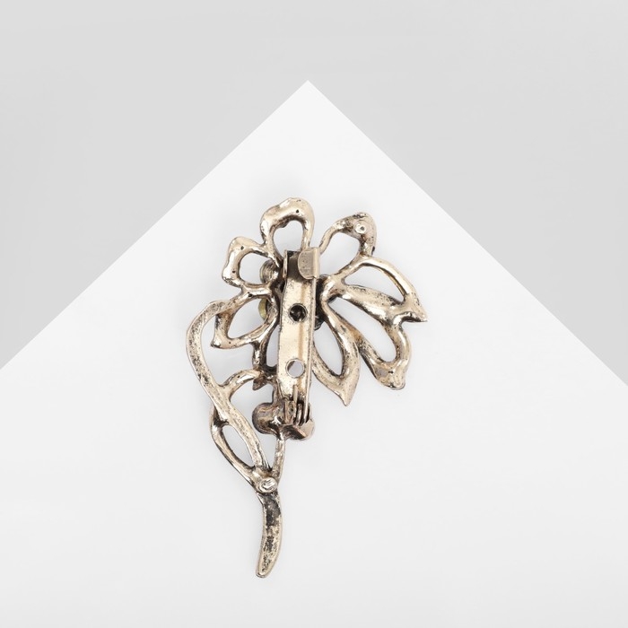Брошь «Цветок», цвет белый в чернёном золоте Брошь «Цветок», цвет белый в чернёном золоте
