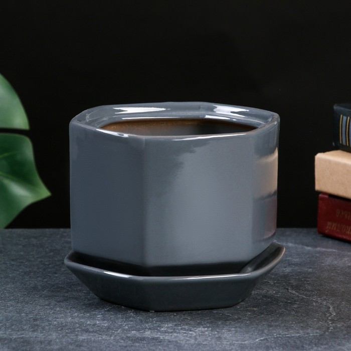 Горшок цветочный Горшок цветочный "Меркурий №3" 1л, 1сорт, серый