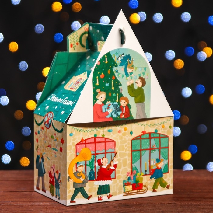 Подарочная коробка Подарочная коробка "Новогодний городок", 17,6 х 11,1 х 18,8 см