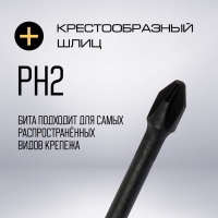 Бита ТУНДРА ПРОФИ, Torsion, сталь S2, PH2 х 50 мм, пластиковый кейс по 10 шт.