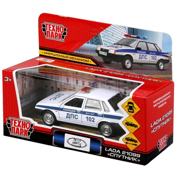 Машина металлическая LADA-21099 «Спутник полиция», 12 см, открываются двери и багажник, цвет белый Машина металлическая LADA-21099 «Спутник полиция», 12 см, открываются двери и багажник, цвет белый