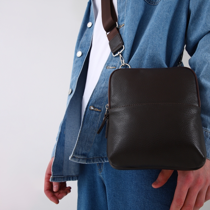 Сумка мужская TEXTURA, через плечо, натуральная кожа, цвет тёмно-коричневый Сумка мужская TEXTURA, через плечо, натуральная кожа, цвет тёмно-коричневый