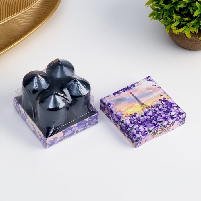 Набор свечей Набор свечей "Столбик", 4 штуки, чёрный металлик 7х3,8см