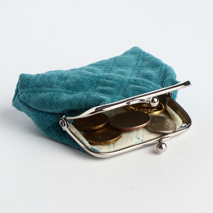 Кошелёк женский на фермуаре, цвет голубой