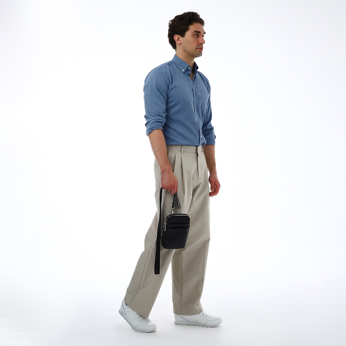 Сумка мужская через плечо TEXTURA, искусственная кожа, цвет чёрный Сумка мужская через плечо TEXTURA, искусственная кожа, цвет чёрный