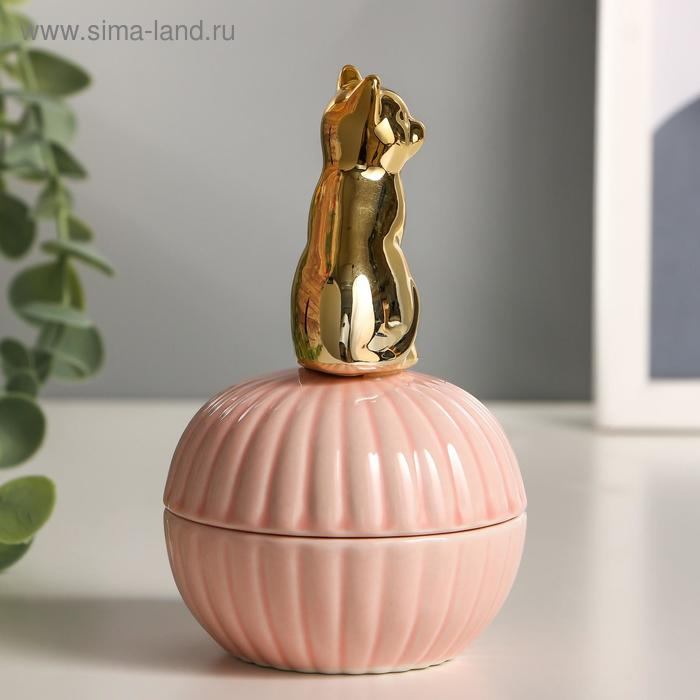 Шкатулка керамика Шкатулка керамика "Золотой котёнок" 12,5х8х8 см