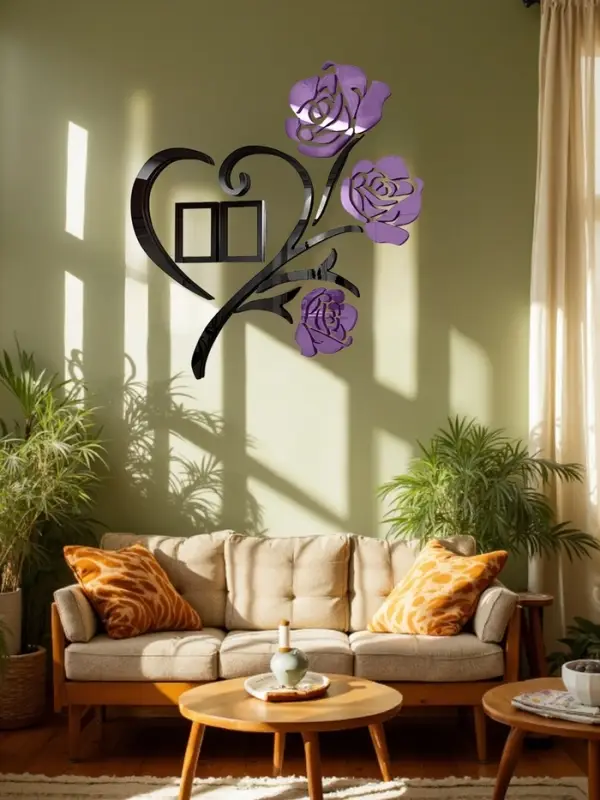 Наклейка интерьерная с фоторамками TAKE IT EASY &laquo;Розы&raquo;, декор настенный, панно 50&times;50 см, рамка 11&times;8 см