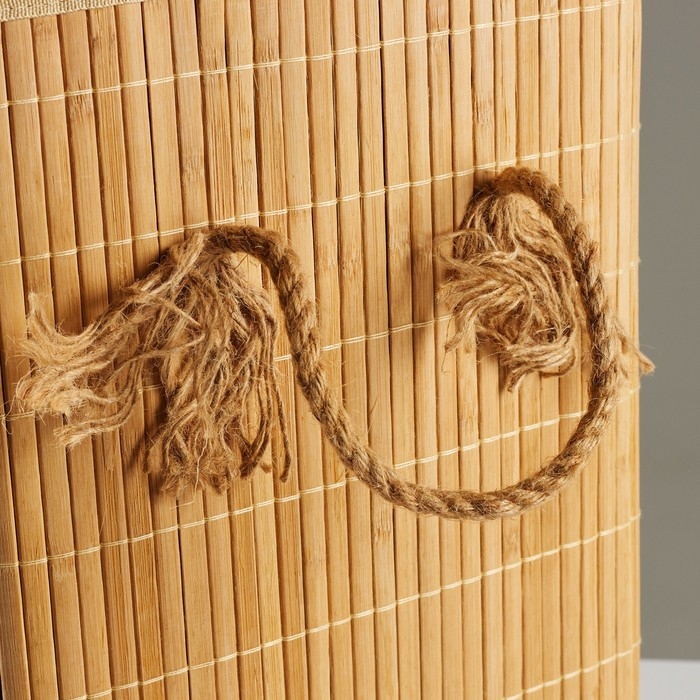 Корзина для хранения, угловая, с крышкой и ручками, складная, 32 х 32 х 50 см, бамбук, джут Корзина для хранения, угловая, с крышкой и ручками, складная, 32 х 32 х 50 см, бамбук, джут