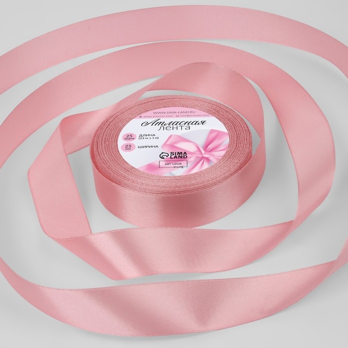 Лента атласная, 25 мм × 23 ± 1 м, цвет жемчужно-розовый №135 Лента атласная, 25 мм × 23 ± 1 м, цвет жемчужно-розовый №135
