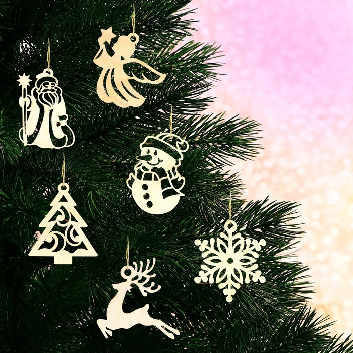 Ёлочные игрушки новогодние в деревянной коробке «Новый год: Ёлочные игрушки» Ёлочные игрушки новогодние в деревянной коробке «Новый год: Ёлочные игрушки»