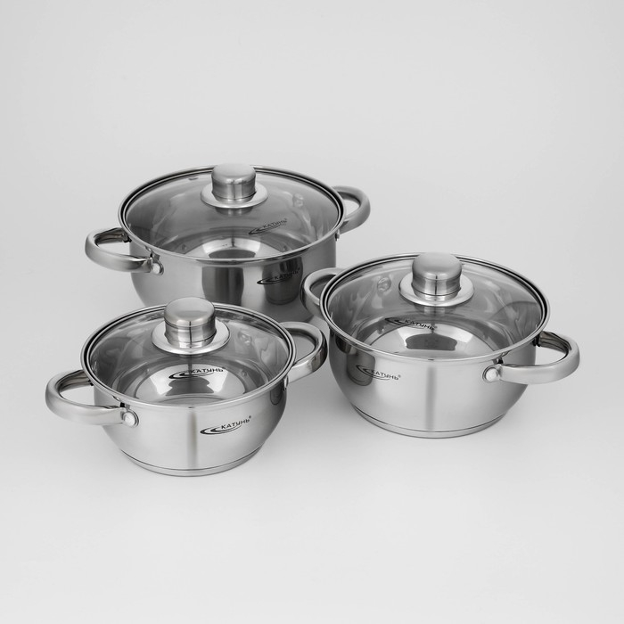 Набор кастрюль «Гретта», 3 предмета: 1,6 л, 2,2 л, 3,2 л, капсульное дно, индукция Набор кастрюль «Гретта», 3 предмета: 1,6 л, 2,2 л, 3,2 л, капсульное дно, индукция