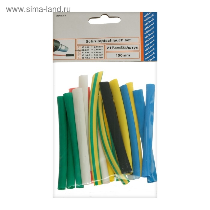 Термоусаживаемая трубка Duwi, 6/3 мм, набор, 21 шт.