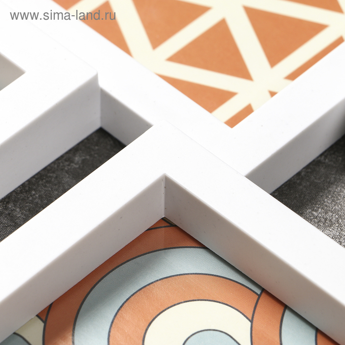 Фоторамка пластик на 8 фото 10х10, 10х15, 13х18 см  Фоторамка пластик на 8 фото 10х10, 10х15, 13х18 см "&" белая 50,5х51,5х2 см